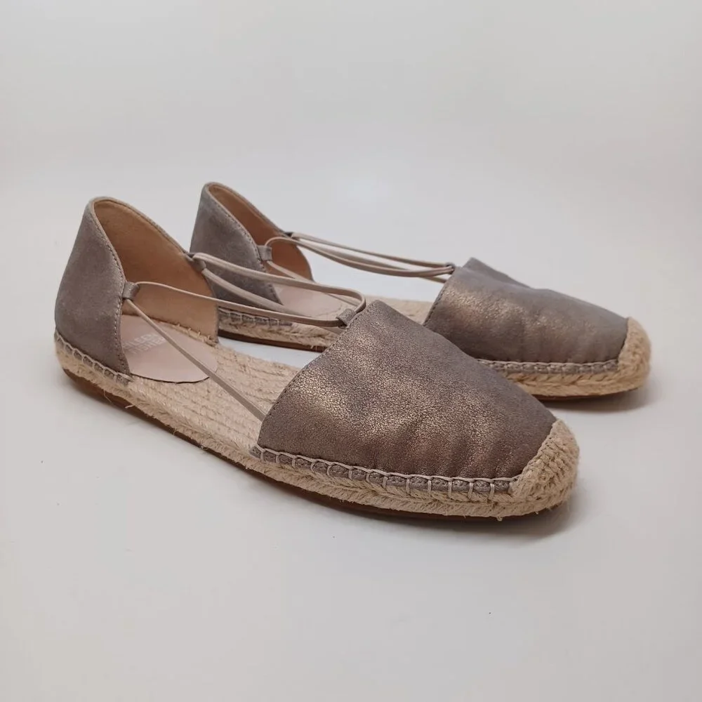 Eileen Fisher Espadrille Flats Lee‎ Metallic Leather Sandals Womens 9